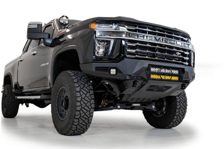 Black Chevy truck front end with ADD F270012140103 Chevy Silverado 2500/3500 2020-2023 Bomber Black Front Bumper