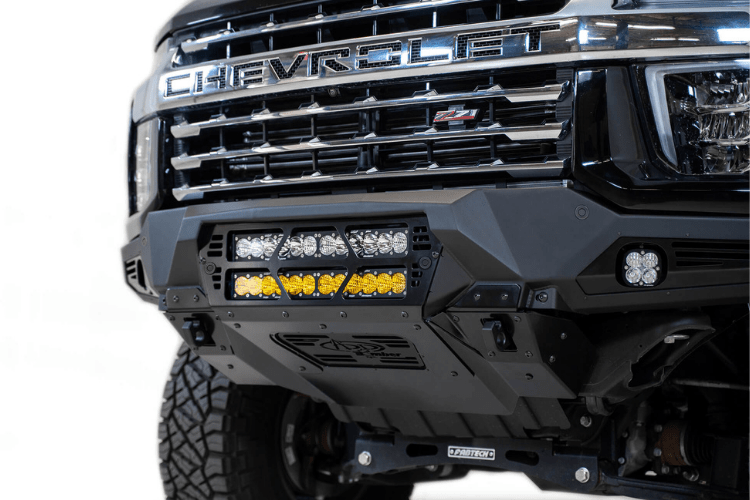 Black Chevy truck front end with ADD F270012140103 Chevy Silverado 2500/3500 2020-2023 Bomber Black Front Bumper