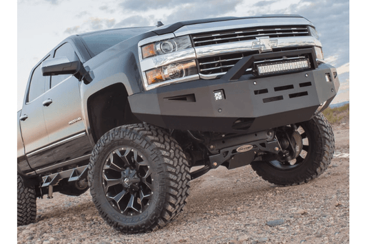 ICI Aluminum Chevy Silverado 2500/3500 2015-2019 Alumilite Front Bumper Non Winch With Optional Bolt-On RT Series Light Bracket AL-FBM94CHN-RT