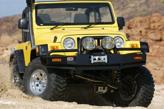ARB 3450070 Jeep Wrangler YJ & TJ 1997-2006 Deluxe Front Bumper Winch Ready with Grille Guard, Black Powder Coat Finish