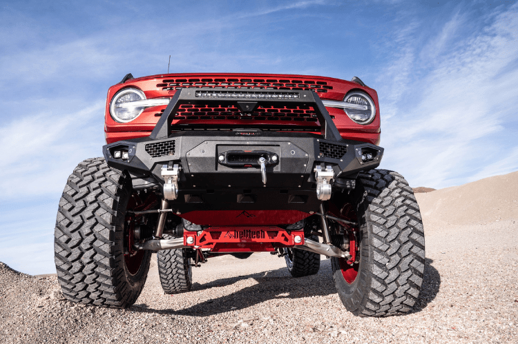 Bodyguard LBF21MYBNN Baja winch-ready heavy duty off road front bumper with push bar design in bare metal for 2021–2026 Ford Bronco—sensor-compatible truck bumper by Bodyguard Bumpers built for rugged durability