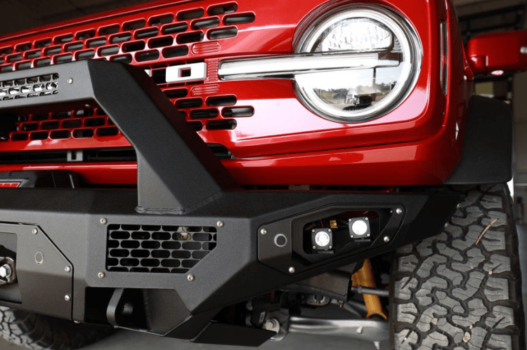 Bodyguard LBF21MYTNN Baja winch-ready heavy duty off road front bumper with push bar design in textured black for 2021–2026 Ford Bronco—sensor-compatible truck bumper built for rugged performance by Bodyguard Bumpers