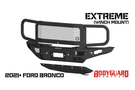 Bodyguard LEF21MYBNN Extreme heavy duty off road front bumper with grille guard in bare metal for 2021–2026 Ford Bronco—winch-ready, sensor-compatible, and crafted for strength by Bodyguard Bumpers