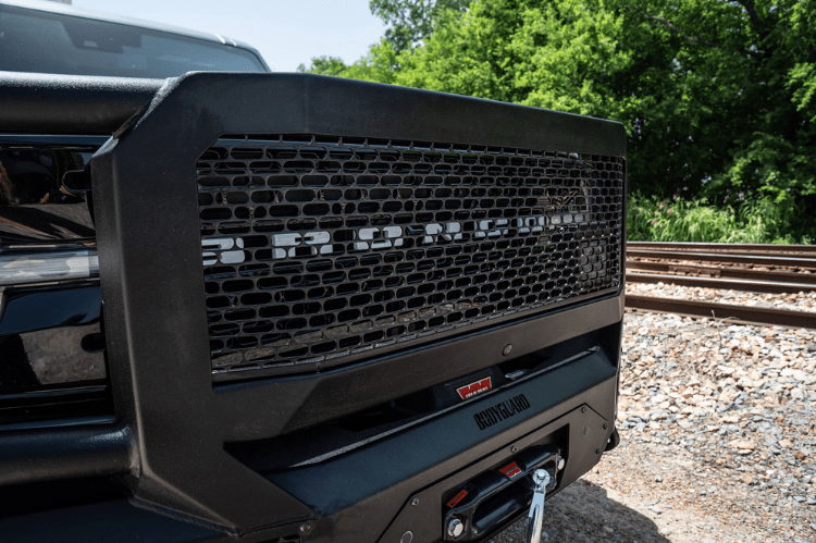 Bodyguard LEF21MYBNN Extreme heavy duty off road front bumper with grille guard in bare metal for 2021–2026 Ford Bronco—winch-ready, sensor-compatible, and crafted for strength by Bodyguard Bumpers