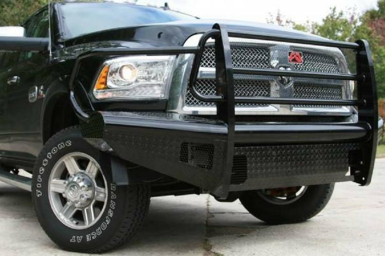 FabFours BLACK STEEL Full Guard Front Bumper 2013-2017 DODGE 1500 DR13-K2960-1 - BumperOnly