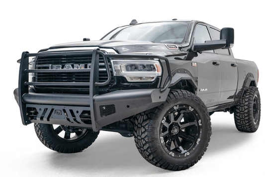 Fab Fours DR19-Q4460-1 Dodge Ram 2500/3500 (New Body Style) 2019-2023 Black Steel Elite Front Bumper with Full Guard