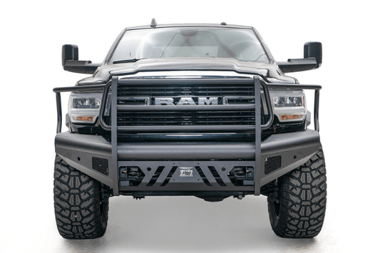 Fab Fours DR19-Q4460-1 Dodge Ram 2500/3500 (New Body Style) 2019-2023 Black Steel Elite Front Bumper with Full Guard