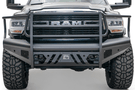 Fab Fours DR19-Q4460-1 Dodge Ram 4500/5500 2019-2024 Black Steel Elite Front Bumper Full Guard with Sensor