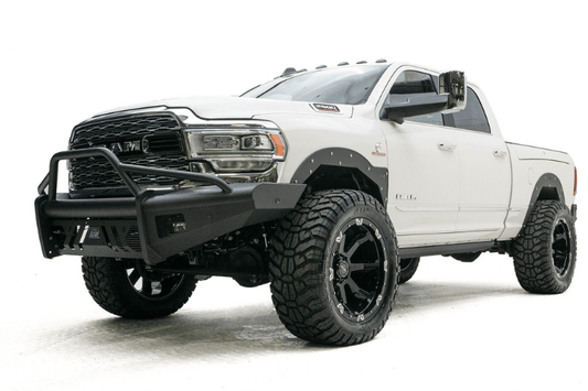 Fab Fours DR19-Q4462-1 Dodge Ram 2500/3500 (New Body Style) 2019-2023 Black Steel Elite Front Bumper with Pre-Runner Guard