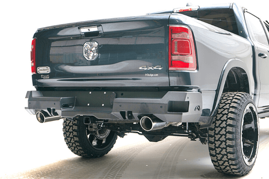 Fab Fours DR19-W4251-1 Dodge Ram 1500 2019-2024 Premium Rear Bumper with Sensor Dual Exhaust