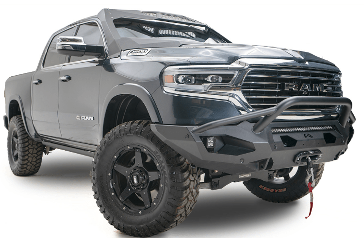 Fab Fours DR19-X4252-1 Dodge Ram 1500 2019-2024 Matrix Front Bumper Winch Ready Pre-Runner Guard