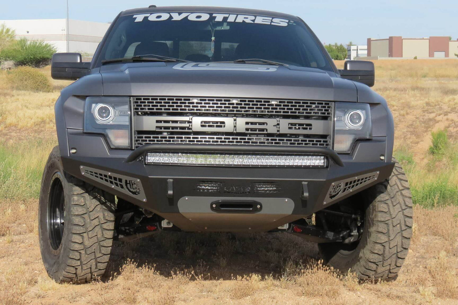 ADD F017275050103 Ford F150 Raptor 2010-2014 Honeybadger Front Bumper W/ Winch Mount and Multiple LED Light Mounts - BumperOnly