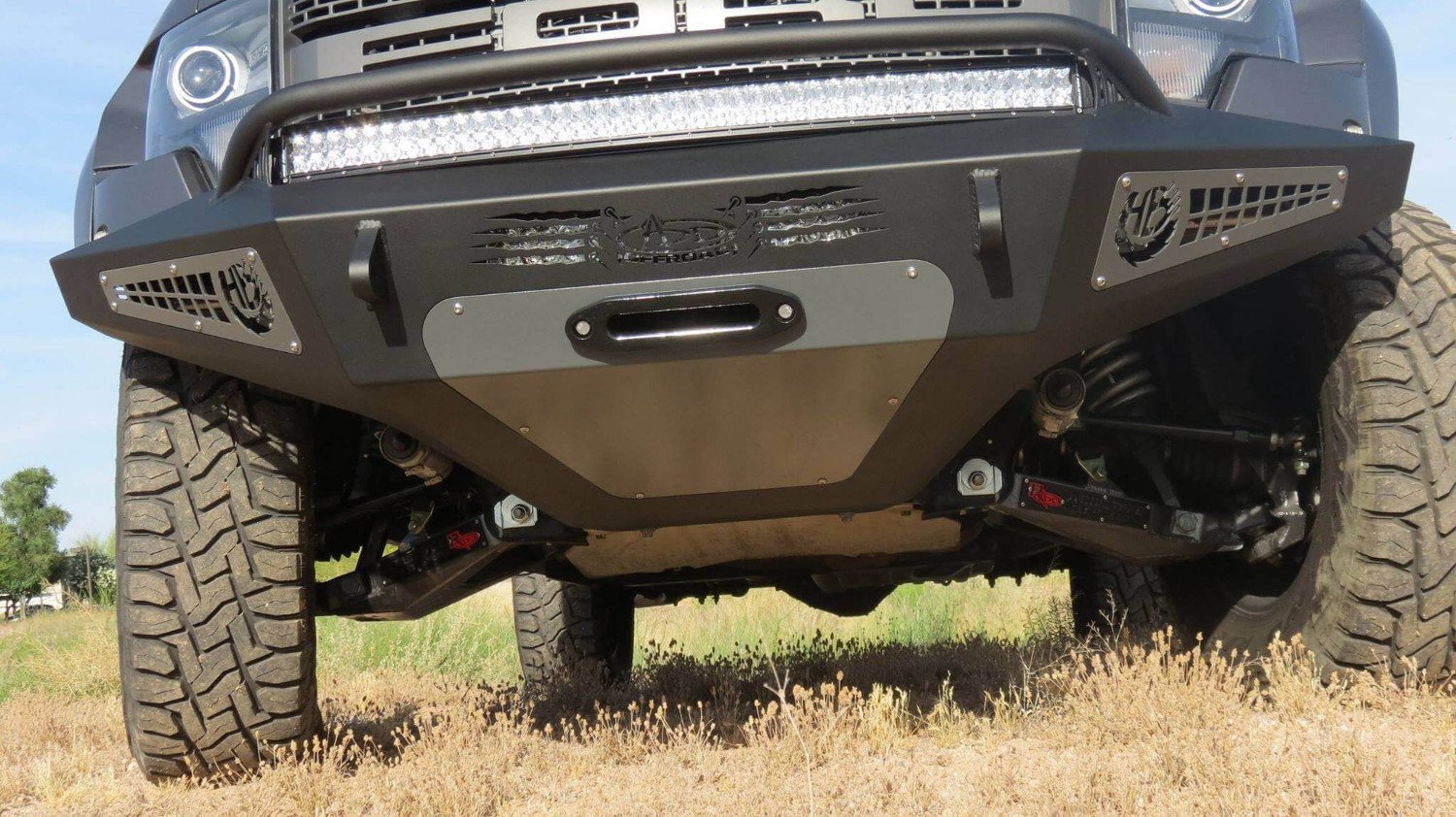 ADD F017275050103 Ford F150 Raptor 2010-2014 Honeybadger Front Bumper W/ Winch Mount and Multiple LED Light Mounts - BumperOnly