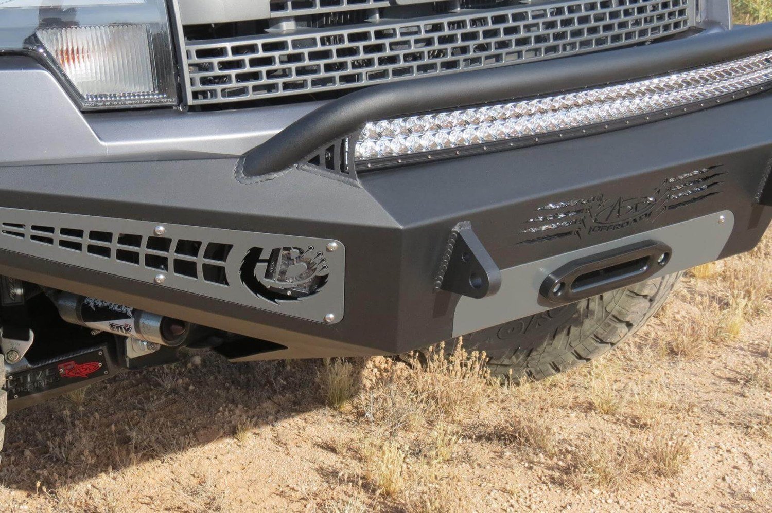 ADD F017275050103 Ford F150 Raptor 2010-2014 Honeybadger Front Bumper W/ Winch Mount and Multiple LED Light Mounts - BumperOnly