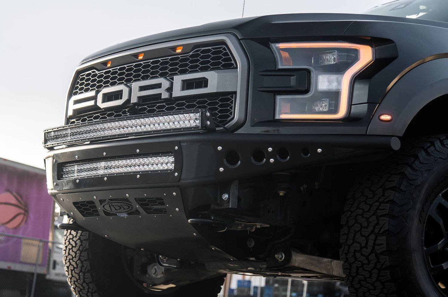 ADD F112492820103 Ford F150 Raptor 2017 Venom "R" Front Bumper With LED Light Mounts and Vents for intercooler - BumperOnly