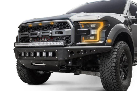 ADD F112502820103 Ford F150 Raptor 2017-2020 Venom "R" Front Bumper with Winch and LED Mounts Hammer Black