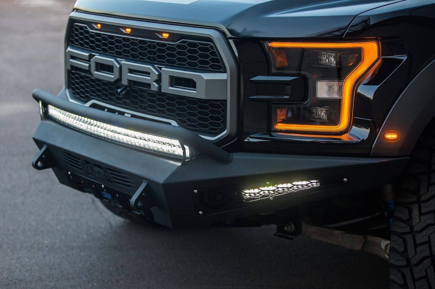 ADD F117432860103 Ford F150 Raptor HoneyBadger Front Bumper With EcoBoost Venting and 40'' LED Light Bar Mounts - BumperOnly
