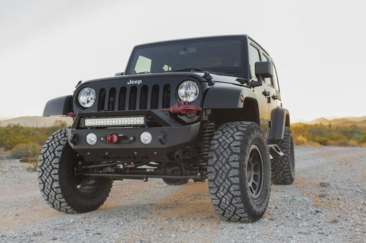 ICI Magnum Jeep Wrangler JK 2007-2017 Front Bumper Winch Ready with RT-Series Light Bar - Includes Skid Plate & Hi-Lift Jack Mounts FBM21JPN-RT