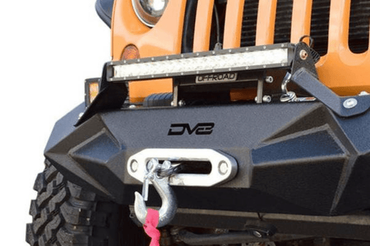 DV8 Offroad Jeep Wrangler JK 2007-2018 Front Bumper Mid-Width with Light Bar Mount Winch Ready FBSHTB-24