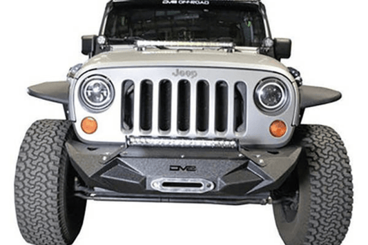 DV8 Offroad Jeep Wrangler JK 2007-2018 Front Bumper Mid-Width with Light Bar Mount Winch Ready FBSHTB-24