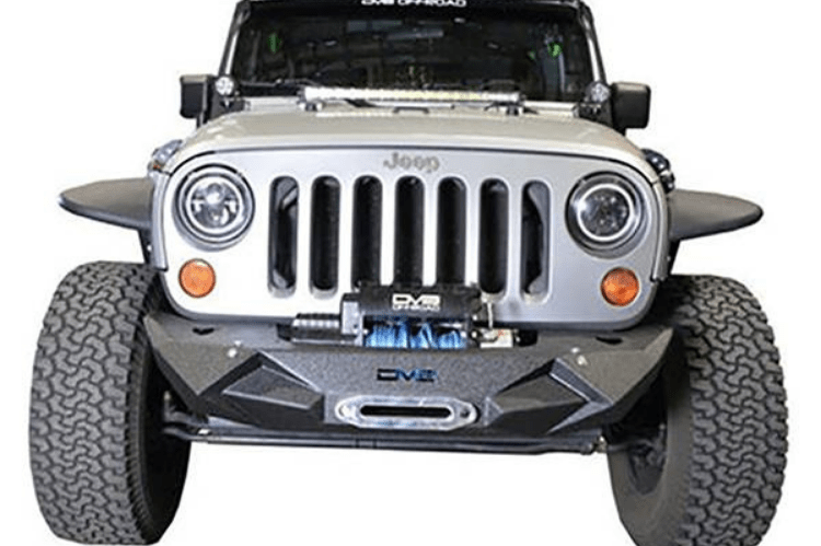 DV8 Offroad Jeep Wrangler JK 2007-2018 Front Bumper Mid-Width with Light Bar Mount Winch Ready FBSHTB-24