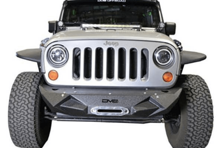 DV8 Offroad Jeep Wrangler JK 2007-2018 Front Bumper Mid-Width with Light Bar Mount Winch Ready FBSHTB-24