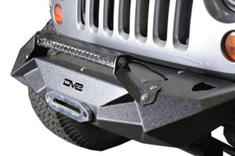 DV8 Offroad Jeep Wrangler JK 2007-2018 Front Bumper Mid-Width with Light Bar Mount Winch Ready FBSHTB-24