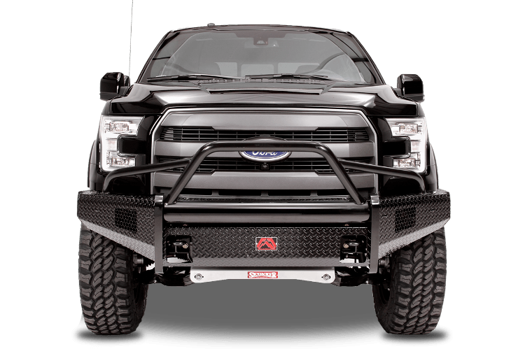 Fab Fours FF09-K1962-1 Front Bumper Ford F150 2009-2014 Pre-Runner Guard with Tow Hooks Black Steel