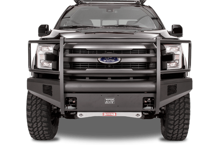 Fab Fours FF09-R1960-1 Front Bumper Ford F150 2009-2014 Full Guard with Tow Hooks Black Steel Elite