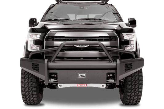 Fab Fours FF09-R1962-1 Front Bumper Ford F150 2009-2014 Pre-Runner Guard with Tow Hooks Black Steel Elite