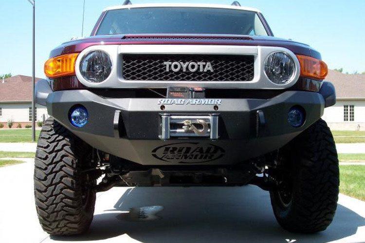 Road Armor Stealth FJ800B 2007-2014 Toyota FJ Cruiser Front Winch Ready Bumper No Guard, Black Finish and Round Fog Light Hole
