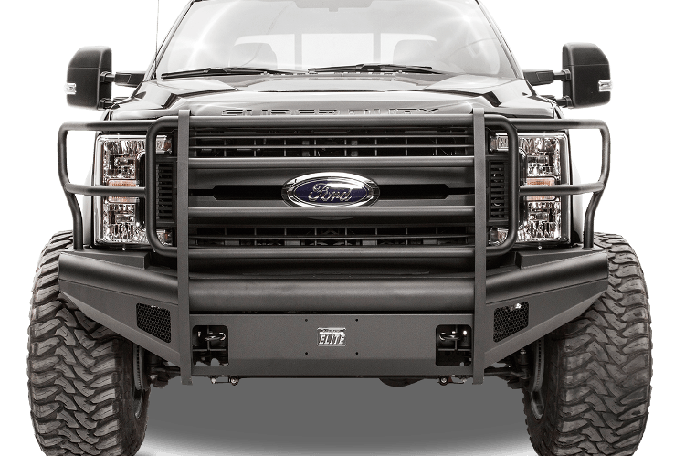 Fab Fours FS08-Q1960-1 Front Bumper Ford F250/F350 Superduty 2008-2010 Full Guard with Tow Hooks Black Steel Elite