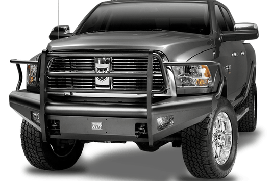 Fab Fours DR94-Q1560-1 Dodge Ram 2500/3500 1994-2002 Black Steel Elite Front Bumper Full Guard with Tow Hooks