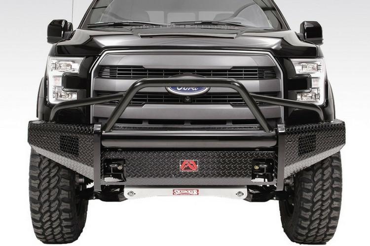 Fab Fours FF09-K1962-1 Front Bumper Ford F150 2009-2014 Pre-Runner Guard with Tow Hooks Black Steel