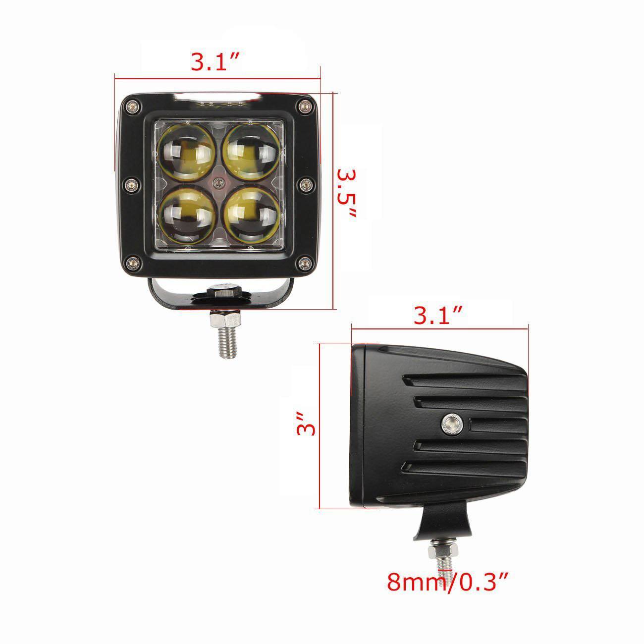 AUXBEAM Pair 3''-4'' 20W LED Philips Square Cube Fog Light Spotlight - BumperOnly