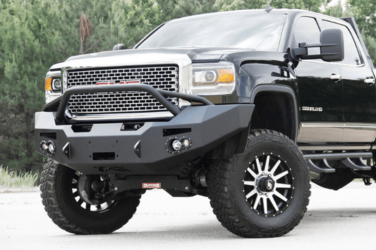 Fab Fours GM14-C3152-1 GMC Sierra 2500/3500 2015-2019 Premium Front Bumper Sensor Winch Ready with Pre-Runner Guard