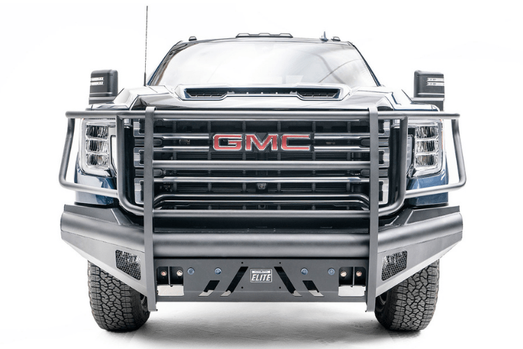 Fab Fours Black Steel Elite Front Bumper with Sensor Full Guard for 2020-2023 GMC Sierra 2500/3500