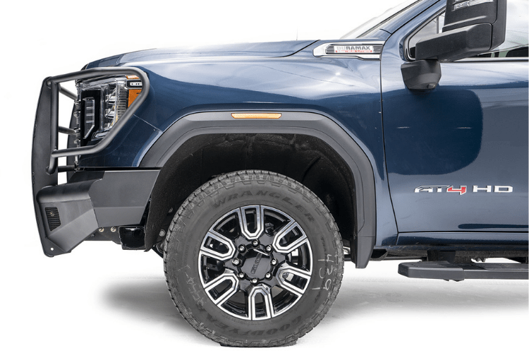 Fab Fours Black Steel Elite Front Bumper with Sensor Full Guard for 2020-2023 GMC Sierra 2500/3500