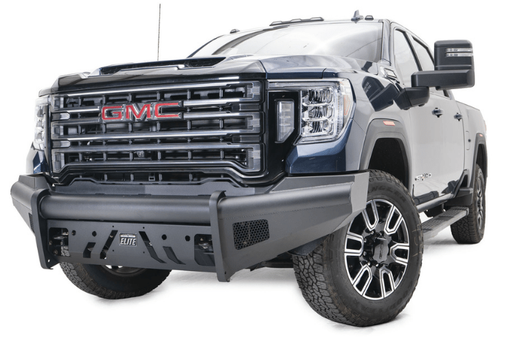 Fab Fours GM20-Q5061-1 GMC Sierra 2500/3500 2020-2023 Black Steel Elite Front Bumper With Sensor No Guard