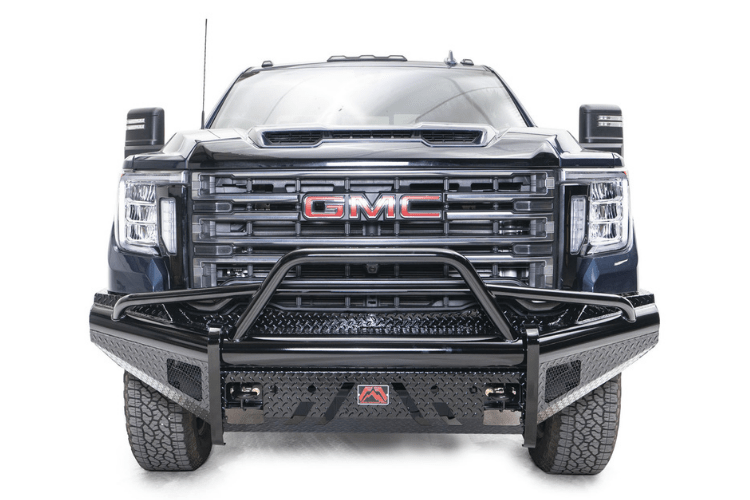 Fab Fours GM20-S5062-1 GMC Sierra 2500/3500 2020-2022 Black Steel Front Bumper With Sensor Pre-Runner Guard