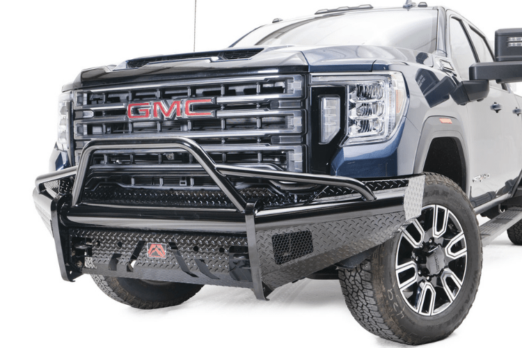 Fab Fours GM20-S5062-1 GMC Sierra 2500/3500 2020-2022 Black Steel Front Bumper With Sensor Pre-Runner Guard