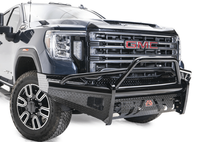 Fab Fours GM20-S5062-1 GMC Sierra 2500/3500 2020-2022 Black Steel Front Bumper With Sensor Pre-Runner Guard