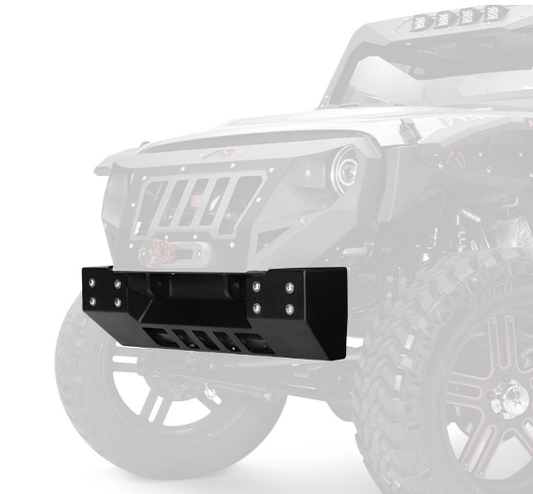 Black Crash Bar Cover by Fab Fours GR1005-1 displayed on front bumper of Jeep Wrangler JK 2007-2018