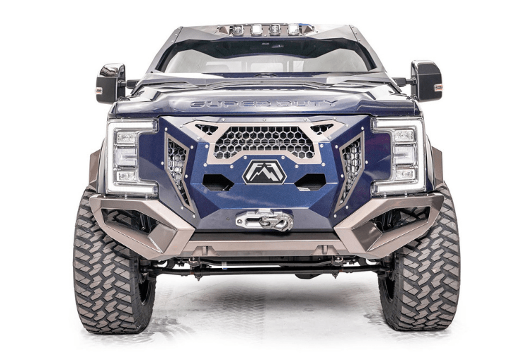 Fab Fours GR4100-1 Ford F450/F550 Superduty 2017-2021 Grumper Front Bumper Winch Ready Integrated Sensor Holes