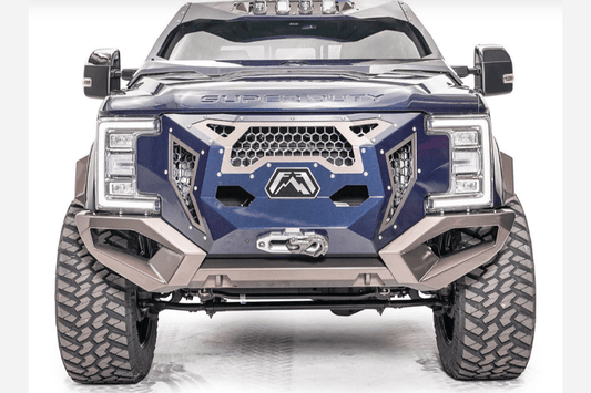 Fab Fours GR4100-1 Front Bumper for 2017-2022 Ford F250/F350 Super Duty – Winch Ready, Sensor Compatible, Heavy-Duty Grumper Design