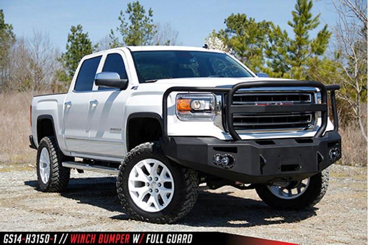Fab Fours GMC Sierra 1500 2014-2015 Front Bumper Sensor Winch Ready with Full Guard GS14-F3150-1