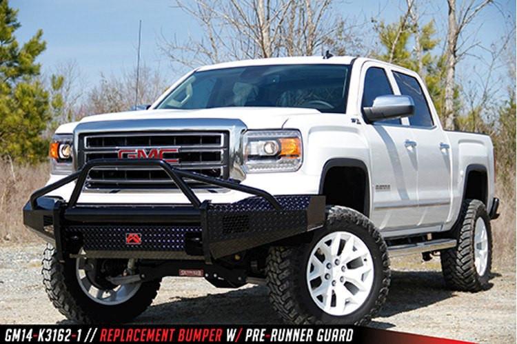 Fab Fours GMC Sierra 1500 2014-2015 Front Bumper Pre-Runner Guard with Tow Hooks GS14-K3162-1