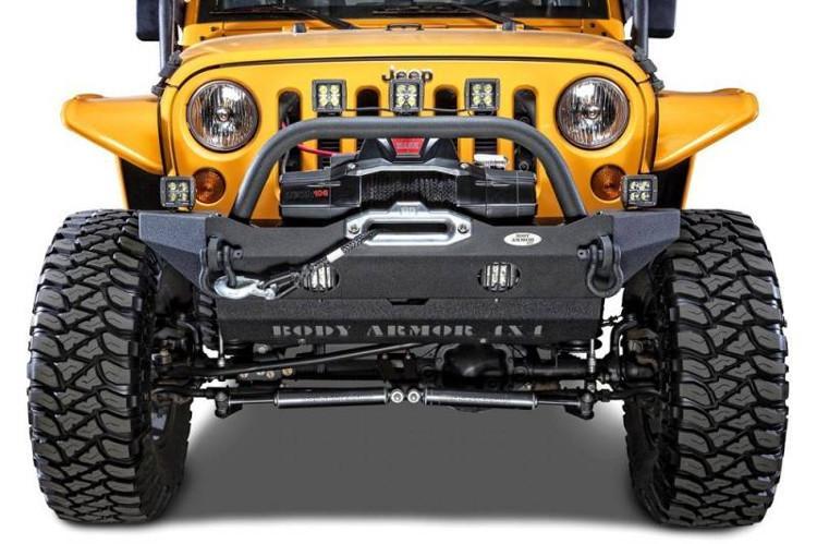 Body Armor JK-19532 Jeep Wrangler JK 2007-2018 Front Bumper Winch Ready Mid Stubby