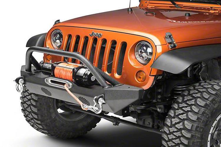 Body Armor JK-19532 Jeep Wrangler JK 2007-2018 Front Bumper Winch Ready Mid Stubby