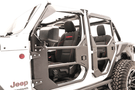 Open doors of a Fab Fours JL1030-1 Jeep Gladiator, showcasing the full surround front tube door design.